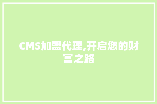 CMS加盟代理,开启您的财富之路 必应SEO
