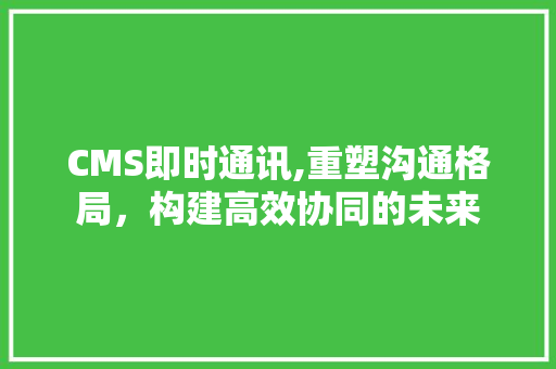 CMS即时通讯,重塑沟通格局，构建高效协同的未来 神马SEO