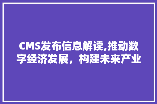 CMS发布信息解读,推动数字经济发展，构建未来产业生态 GoogleSEO