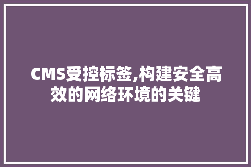 CMS受控标签,构建安全高效的网络环境的关键 GoogleSEO