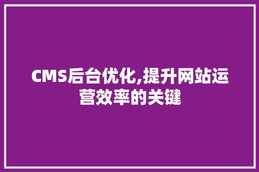 CMS后台优化,提升网站运营效率的关键 GoogleSEO