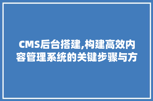 CMS后台搭建,构建高效内容管理系统的关键步骤与方法 神马SEO