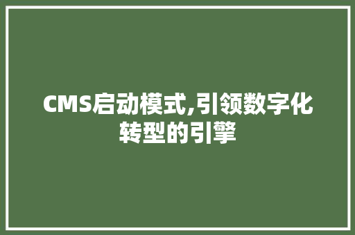 CMS启动模式,引领数字化转型的引擎 GoogleSEO
