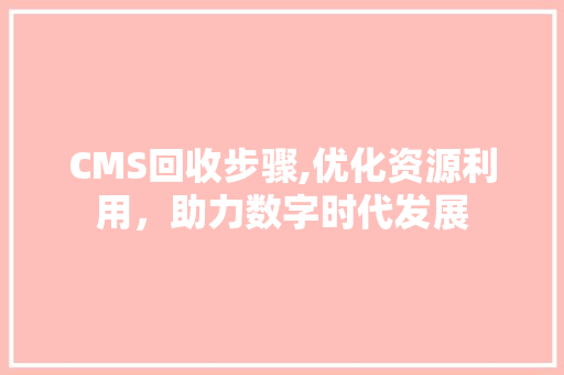 CMS回收步骤,优化资源利用，助力数字时代发展 神马SEO