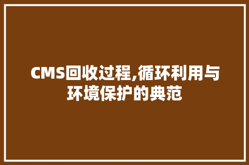 CMS回收过程,循环利用与环境保护的典范 GoogleSEO