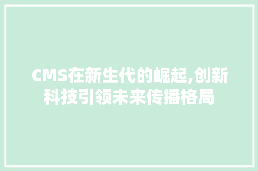 CMS在新生代的崛起,创新科技引领未来传播格局 GoogleSEO