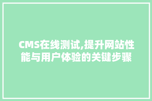 CMS在线测试,提升网站性能与用户体验的关键步骤