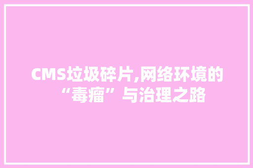 CMS垃圾碎片,网络环境的“毒瘤”与治理之路 必应SEO