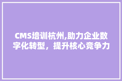 CMS培训杭州,助力企业数字化转型，提升核心竞争力 神马SEO