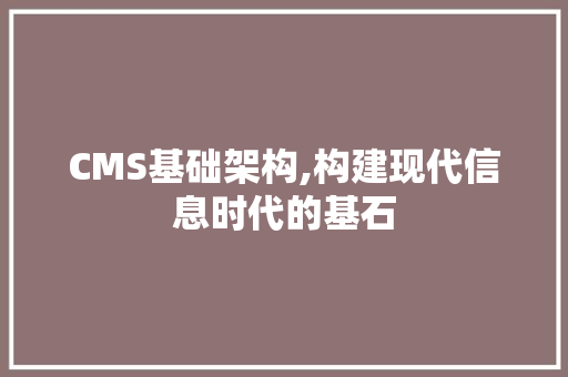 CMS基础架构,构建现代信息时代的基石 必应SEO