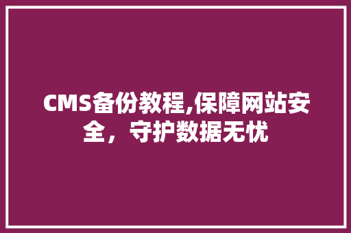 CMS备份教程,保障网站安全，守护数据无忧 神马SEO