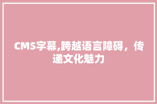 CMS字幕,跨越语言障碍，传递文化魅力 搜狗SEO