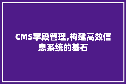 CMS字段管理,构建高效信息系统的基石 必应SEO
