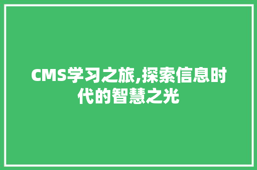 CMS学习之旅,探索信息时代的智慧之光 GoogleSEO