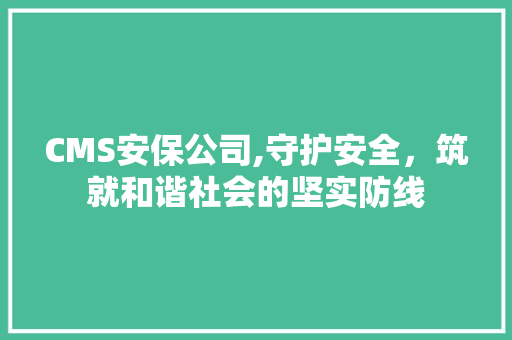 CMS安保公司,守护安全，筑就和谐社会的坚实防线 GoogleSEO