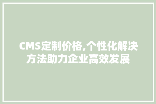 CMS定制价格,个性化解决方法助力企业高效发展 神马SEO