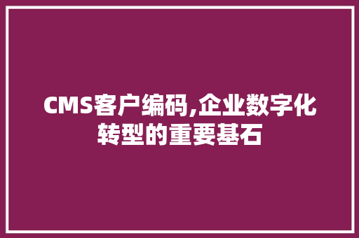 CMS客户编码,企业数字化转型的重要基石 GoogleSEO