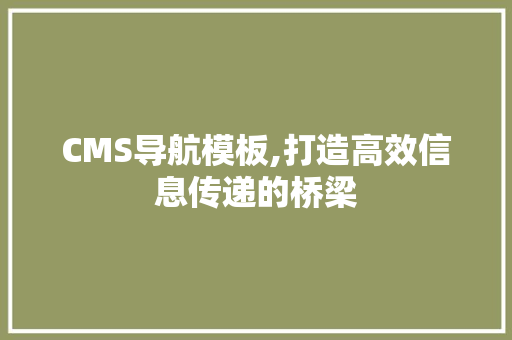 CMS导航模板,打造高效信息传递的桥梁 必应SEO