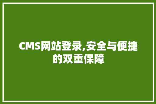 CMS网站登录,安全与便捷的双重保障 必应SEO