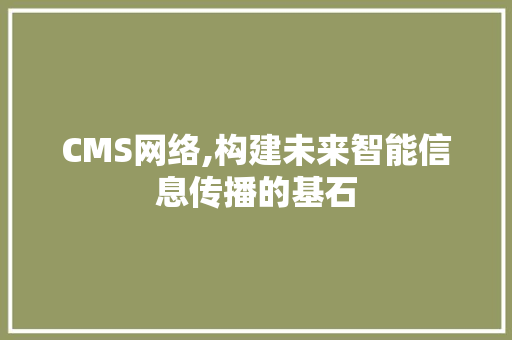 CMS网络,构建未来智能信息传播的基石 百度SEO