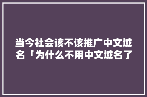 当今社会该不该推广中文域名「为什么不用中文域名了」 当今社会该不该推广中文域名「为什么不用中文域名了」 搜狗SEO