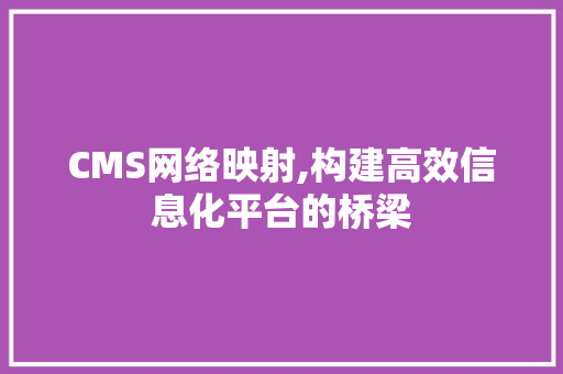 CMS网络映射,构建高效信息化平台的桥梁 搜狗SEO