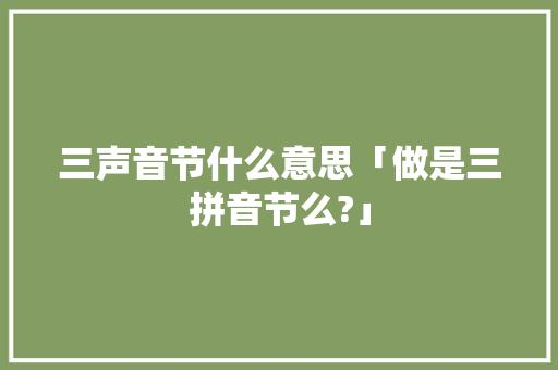 三声音节什么意思「做是三拼音节么?」 三声音节什么意思「做是三拼音节么?」 神马SEO