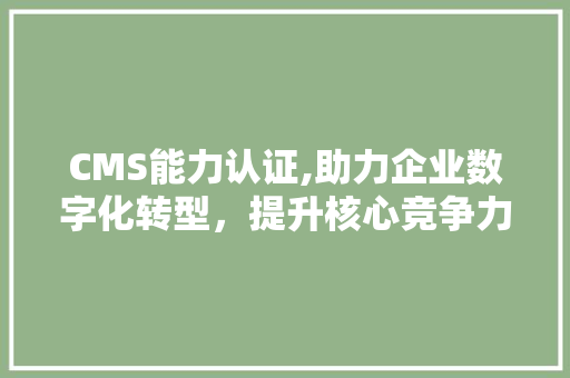CMS能力认证,助力企业数字化转型，提升核心竞争力 GoogleSEO