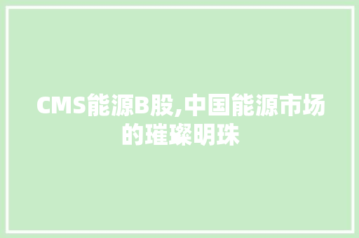 CMS能源B股,中国能源市场的璀璨明珠 神马SEO