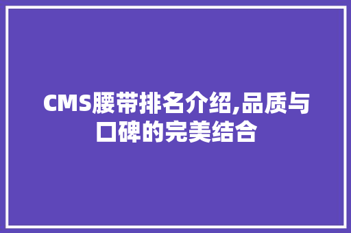 CMS腰带排名介绍,品质与口碑的完美结合 GoogleSEO