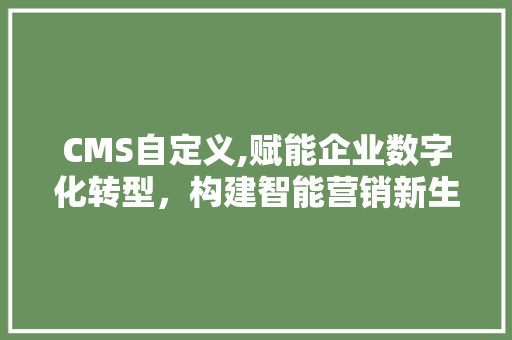 CMS自定义,赋能企业数字化转型，构建智能营销新生态 百度SEO