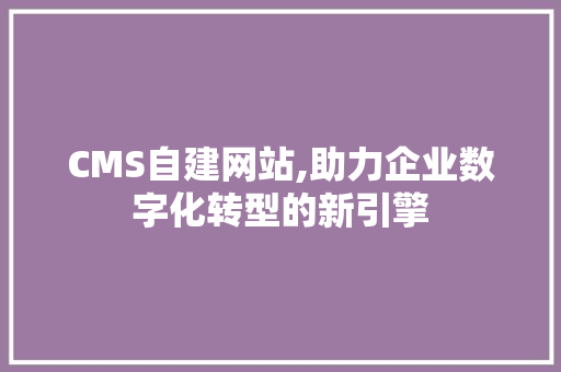 CMS自建网站,助力企业数字化转型的新引擎 GoogleSEO