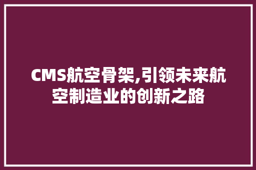 CMS航空骨架,引领未来航空制造业的创新之路 百度SEO