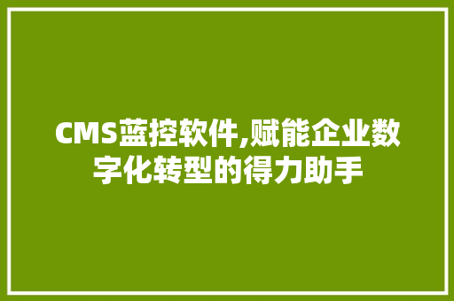 CMS蓝控软件,赋能企业数字化转型的得力助手 神马SEO