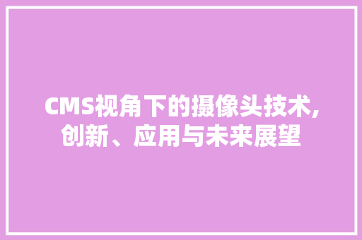 CMS视角下的摄像头技术,创新、应用与未来展望 GoogleSEO
