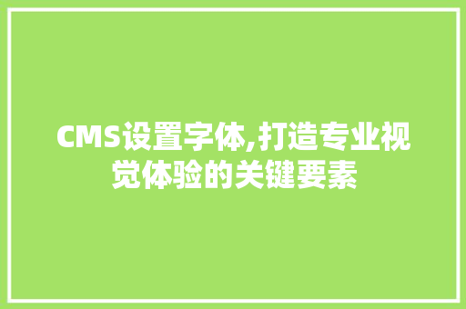 CMS设置字体,打造专业视觉体验的关键要素 百度SEO