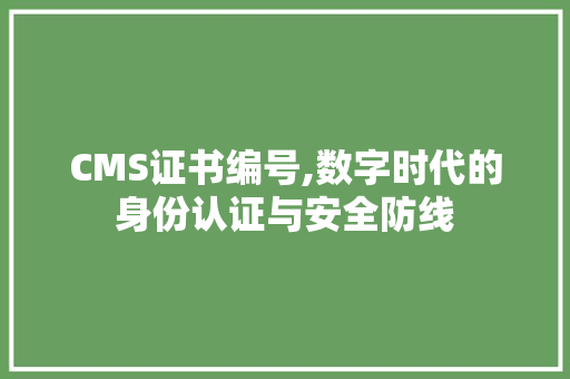 CMS证书编号,数字时代的身份认证与安全防线 百度SEO