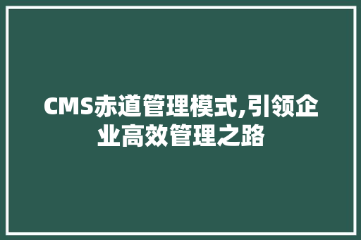 CMS赤道管理模式,引领企业高效管理之路 必应SEO