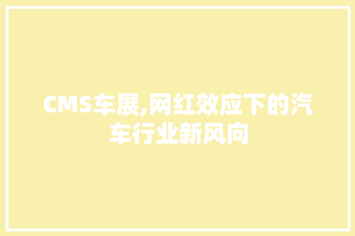 CMS车展,网红效应下的汽车行业新风向 GoogleSEO
