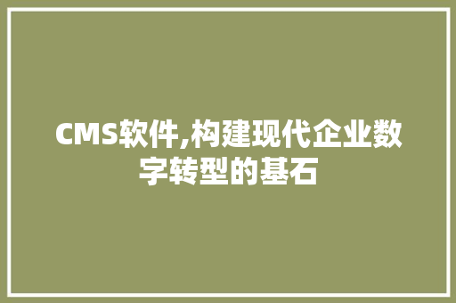 CMS软件,构建现代企业数字转型的基石 搜狗SEO