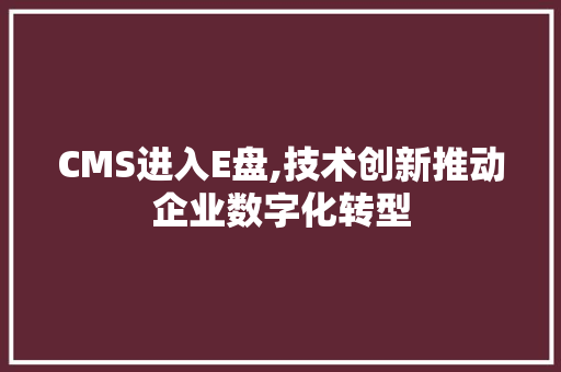 CMS进入E盘,技术创新推动企业数字化转型 GoogleSEO