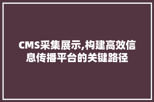 CMS采集展示,构建高效信息传播平台的关键路径 百度SEO