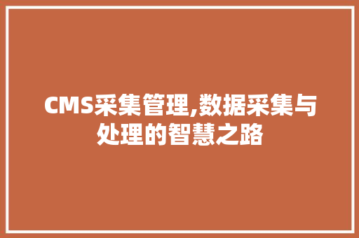 CMS采集管理,数据采集与处理的智慧之路 必应SEO
