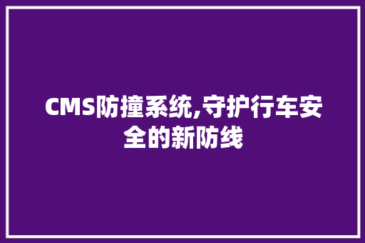 CMS防撞系统,守护行车安全的新防线 GoogleSEO