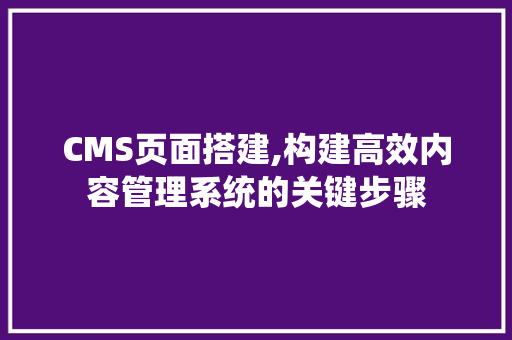 CMS页面搭建,构建高效内容管理系统的关键步骤 神马SEO