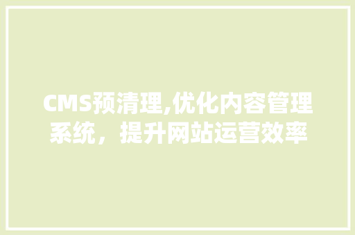 CMS预清理,优化内容管理系统，提升网站运营效率 神马SEO