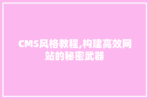 CMS风格教程,构建高效网站的秘密武器 必应SEO