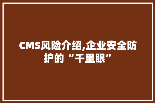CMS风险介绍,企业安全防护的“千里眼” 神马SEO