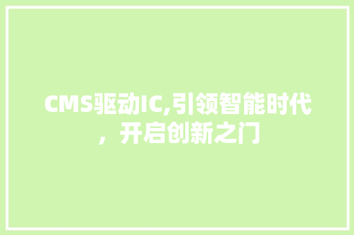 CMS驱动IC,引领智能时代，开启创新之门 GoogleSEO