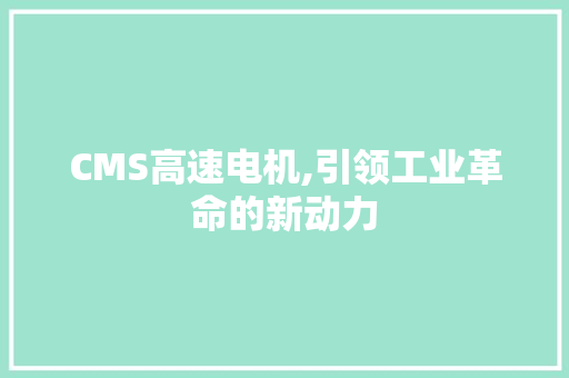 CMS高速电机,引领工业革命的新动力 GoogleSEO